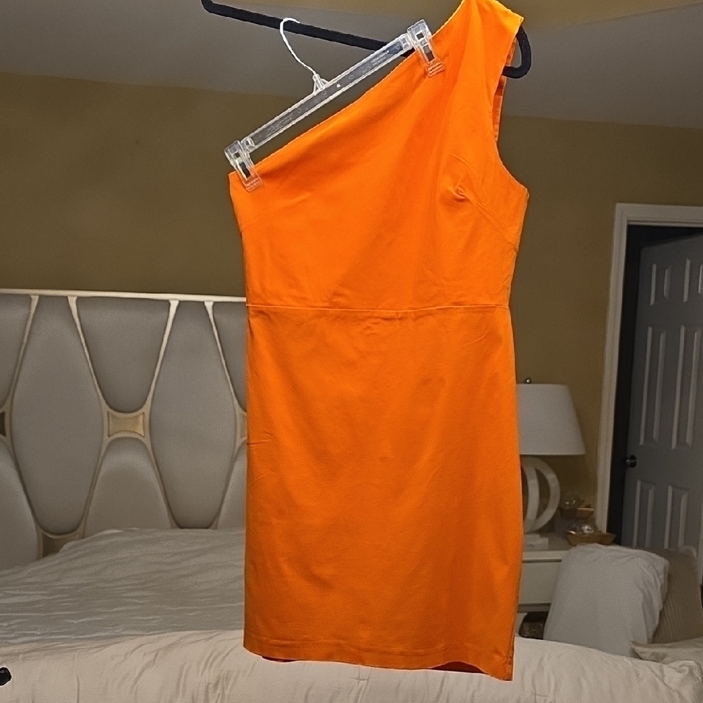 Vesper Vibrant One-Shoulder Dress in Orange Size 12 US